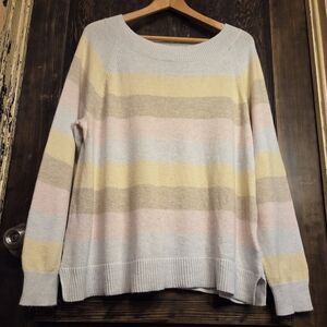 'Chaps' by Ralph Lauren Multicolor Striped Boatneck Raglan Sweater Sz L